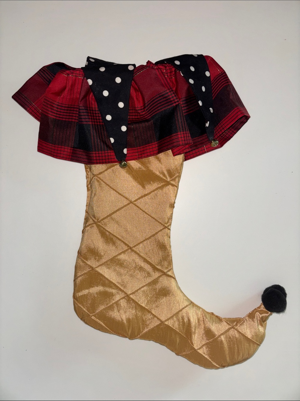 Victorian Stocking polka dot - Gold and Red
